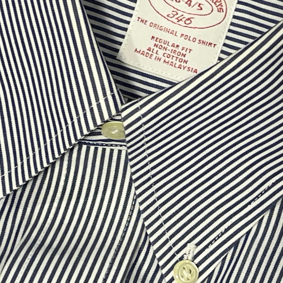 Brooks Brothers 346 Blue Button Down Striped Fit Dress Suit Shirt - Picture 3 of 4
